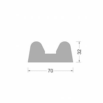 Rubber B-fender profiel 70x32mm