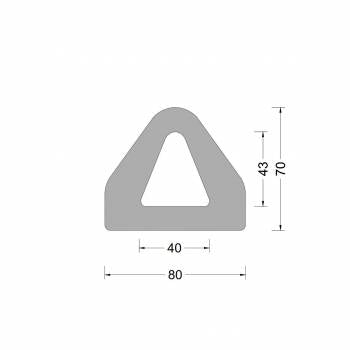 Rubber Delta fender profiel 80x70mm